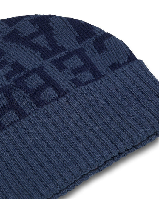 Beanie in Maglia di Puro Cotone Blu Iceberg