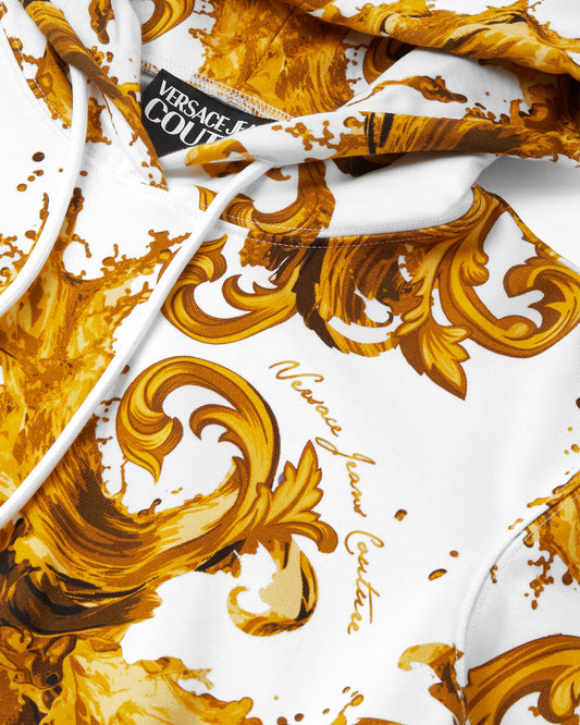 Versace Jeans Couture - Felpa con cappuccio crop jersey cotone con stampa