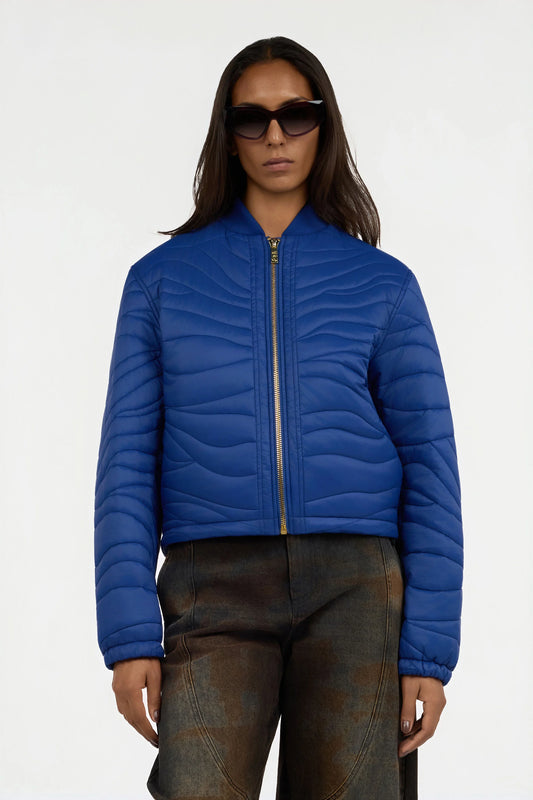 Just Cavalli - Blue Quilted Bomber Jacket