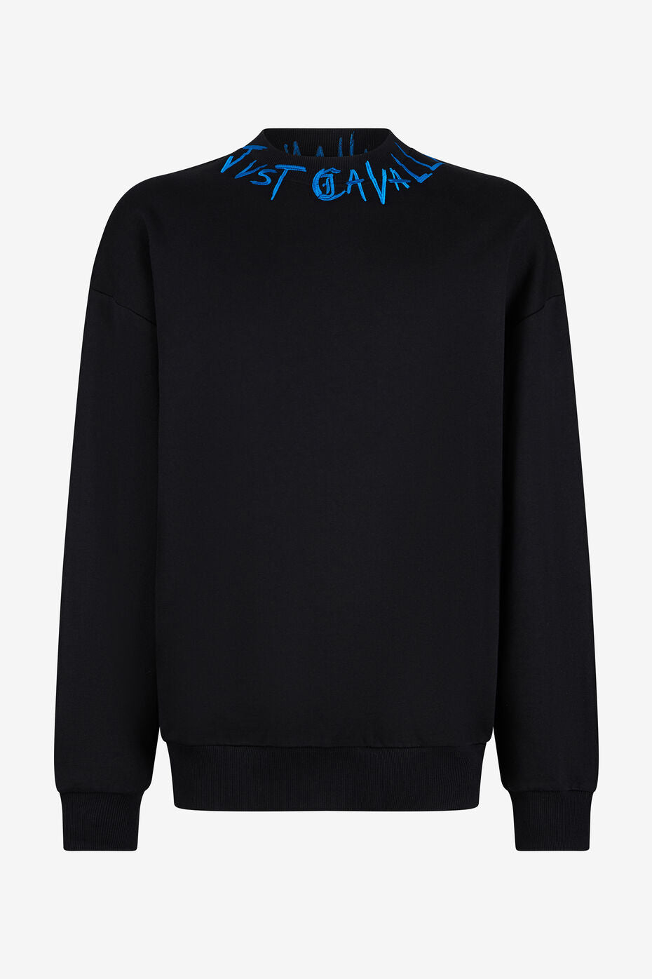 Roberto Cavalli - Felpa Nera Con Ricamo Logo Graffiti