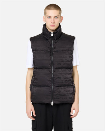 Gilet in Nylon Allover Logo 1986 Jacquard nero Iceberg