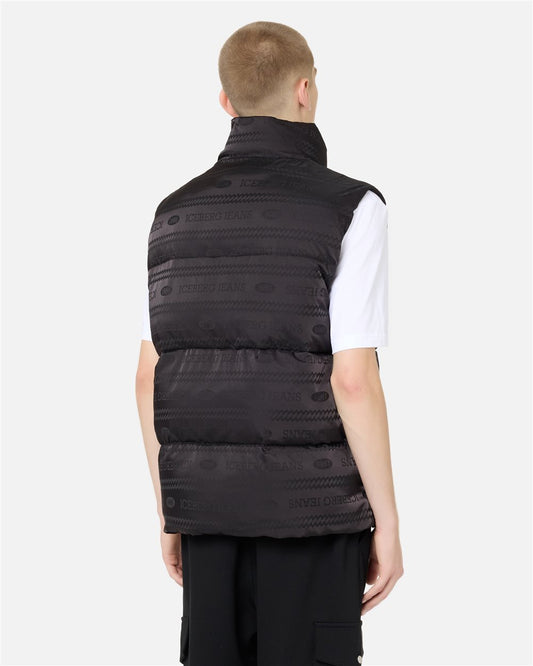 Gilet in Nylon Allover Logo 1986 Jacquard nero Iceberg