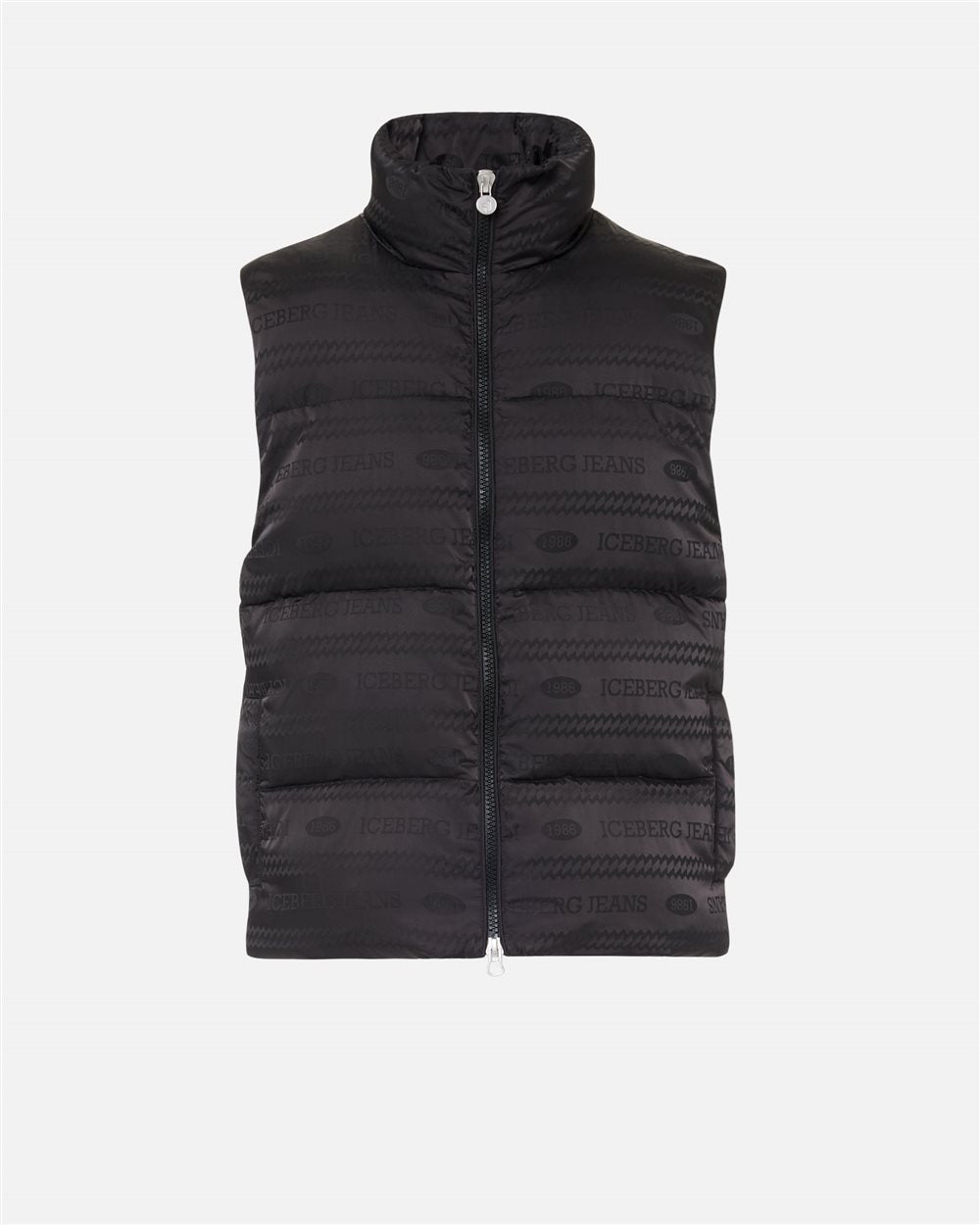 Gilet in Nylon Allover Logo 1986 Jacquard nero Iceberg