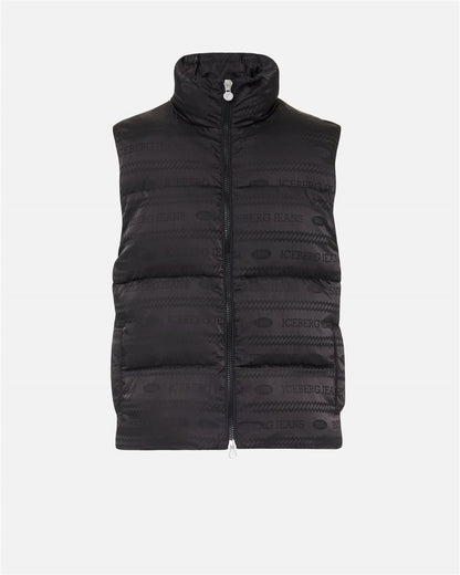 Gilet in Nylon Allover Logo 1986 Jacquard nero Iceberg