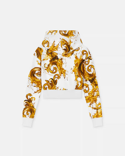 Versace Jeans Couture - Felpa con cappuccio crop jersey cotone con stampa