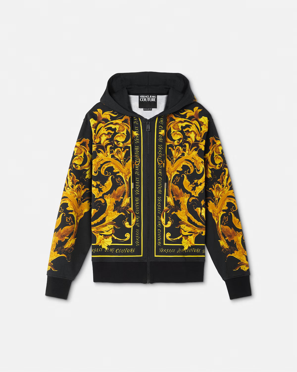 VERSACE JEANS COUTURE - Felpa regular cappuccio zip Porcelain Barocco