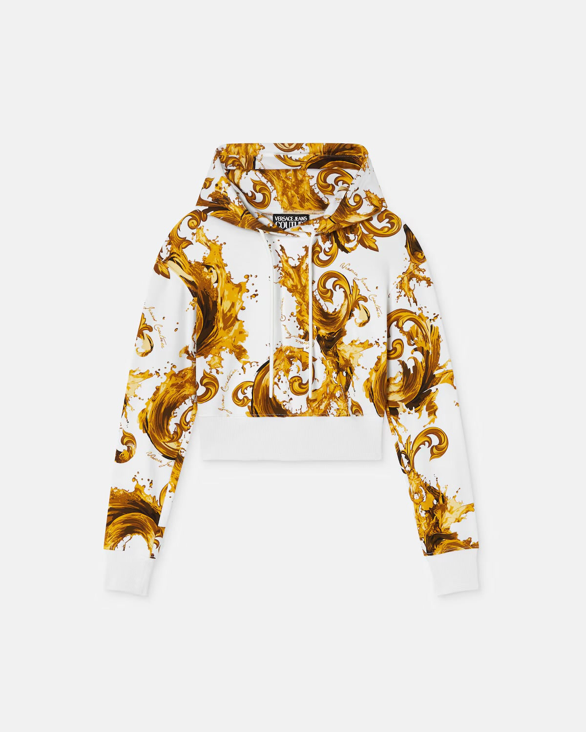 Versace Jeans Couture - Felpa con cappuccio crop jersey cotone con stampa