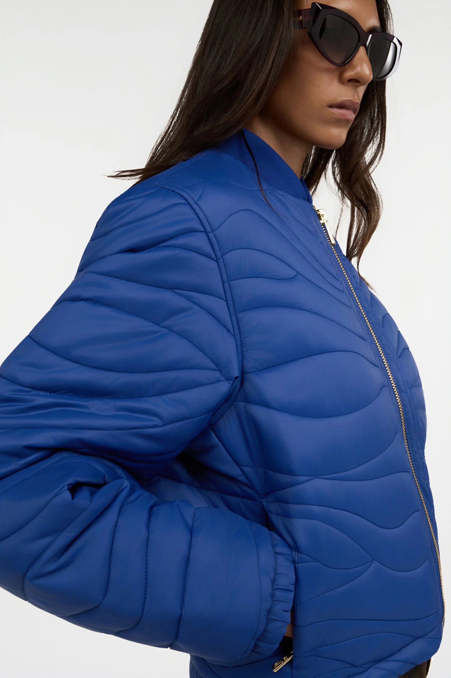 Just Cavalli - Blue Quilted Bomber Jacket