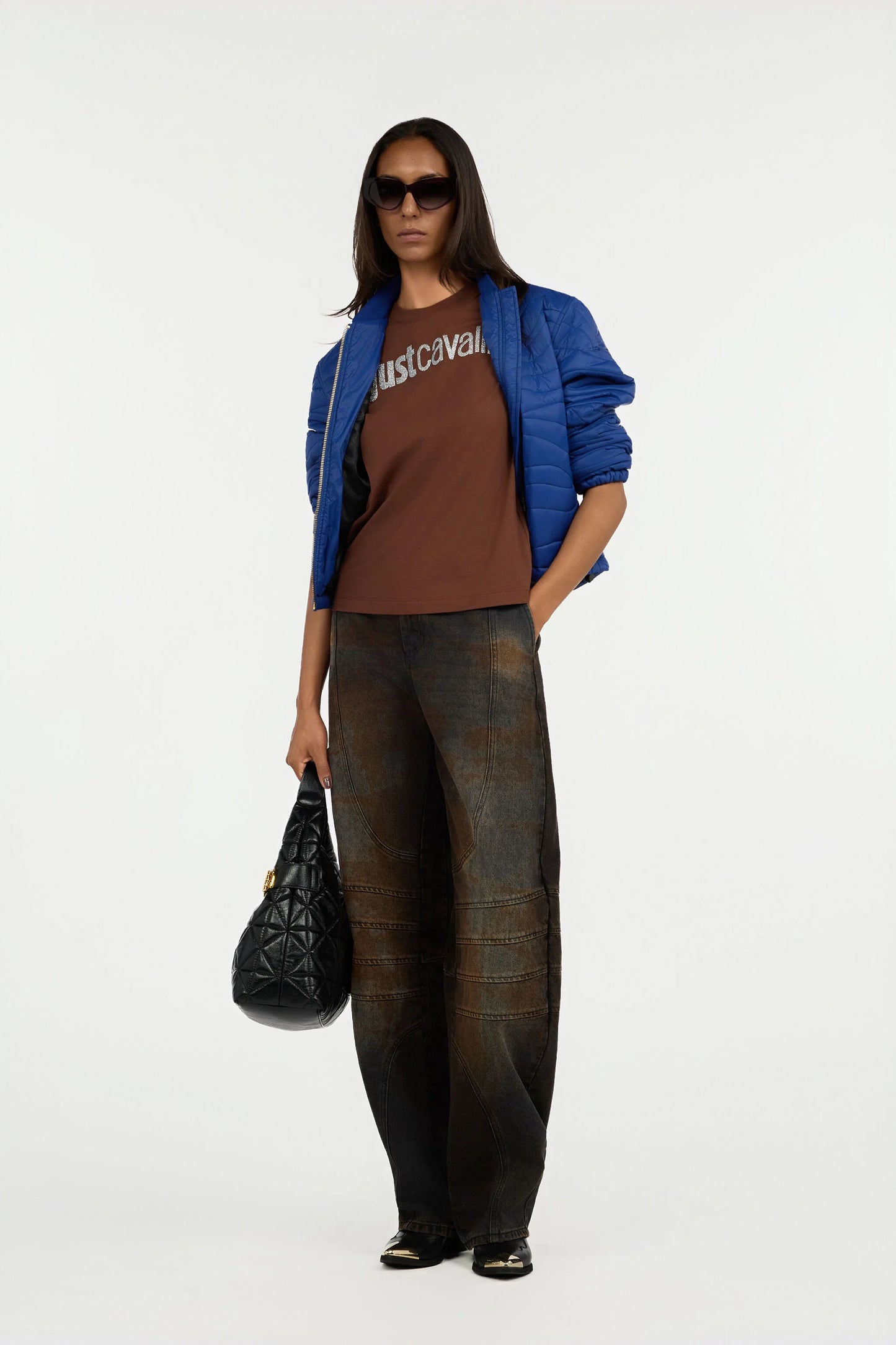 Just Cavalli - Blue Quilted Bomber Jacket